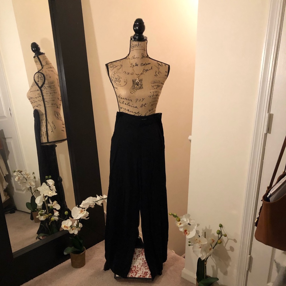 Black Flare High waisted Pants, Front pockets